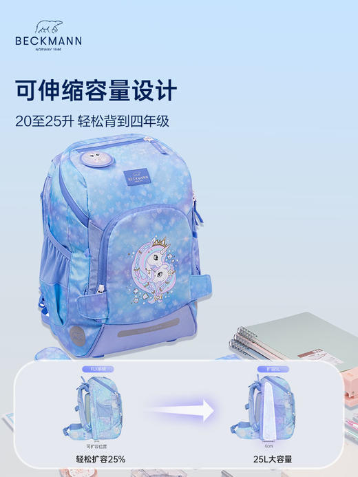 【超模君严选】挪威Beckmann 贝克曼 Active Air FLX魔法气垫系列 减负护脊书包 20-25L 适合小学1-4年级 身高100-145cm 男女孩双肩包 商品图5