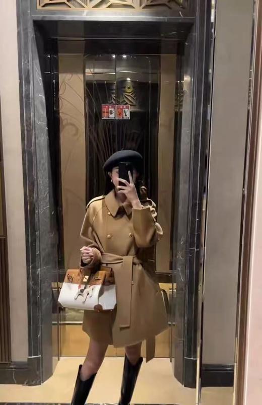【高端系列】手工定制3691款100%羊毛韩系小香风中款双面尼大衣-喜出 商品图5