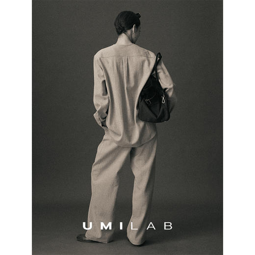 UMILAB｜岩序*老钱套装 亚麻+羊毛+棉宽松圆领上衣/松紧长裤E268W 商品图1