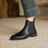 阿么手工女鞋通勤百搭黑色真皮切尔西靴秋冬新款超软短靴女2.5CM 商品缩略图2
