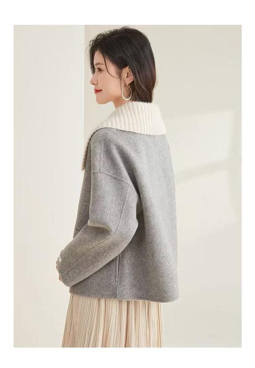 【高端系列】（针织领可拆卸）手工定制2286款70%绵羊毛双面尼牛角扣外套-喜出 商品图8