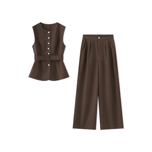 「高货wl」全新升级【铂金会员413/天猫559/差价146】(99249)洛诗琳秋季气质老钱风银扣马甲优雅通勤直筒阔腿裤两件套 商品图4