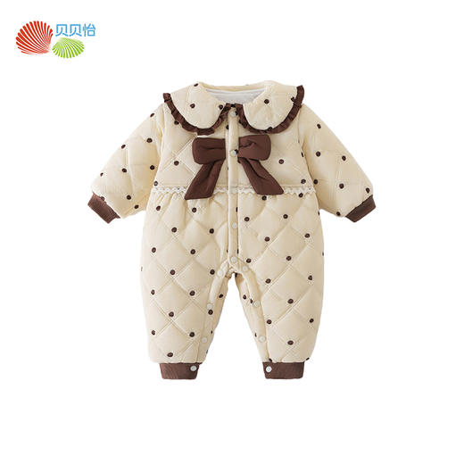 贝贝怡英伦风夹棉哈衣25秋冬新款女童三层暖暖连体衣防风保暖爬服ZB4EL004 商品图5