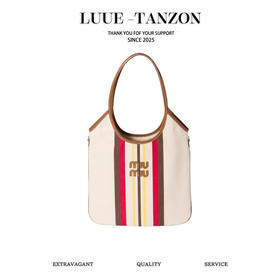 缪缪 25最新款条纹帆布Tote包（MMPLD）