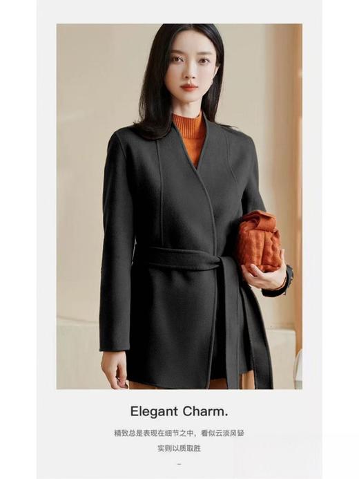 【高端系列】手工定制266款20%山羊绒➕80%羊毛双面尼中款大衣-喜出 商品图8