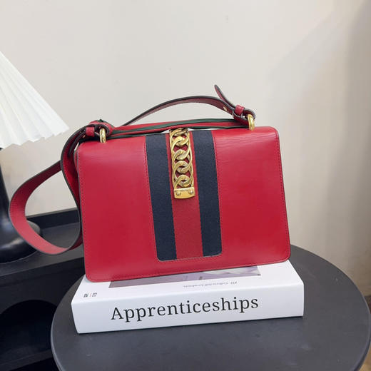 gucci 红色 box牛皮 中号 丝巾包 单肩包 商品图1