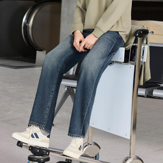 半身缘男裤 秋季宽松直筒舒适透气有型显高牛仔裤253101U10130054 商品图3