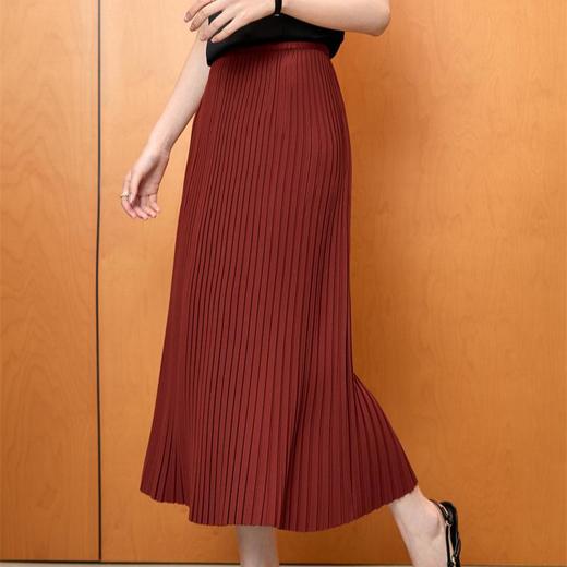 「自」全新升级【铂金会员183/天猫239/差价56】(05526)洛诗琳新款气质褶皱半身裙2025秋季高腰直筒显瘦百褶裙女 商品图3