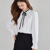 「高货sh」全新升级【铂金会员257/天猫339/差价82】(73958)洛诗琳秋季新款拼接蕾丝边蝴蝶结垂感显瘦泡泡袖雪纺衬衫 商品缩略图3