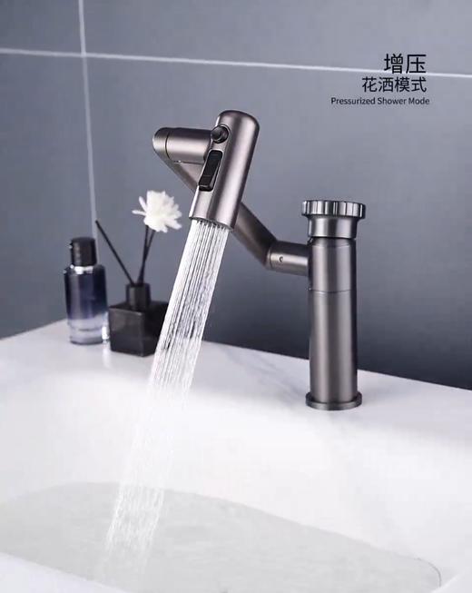 SQ：6042 哈登全铜招财猫龙头-枪灰 商品图4