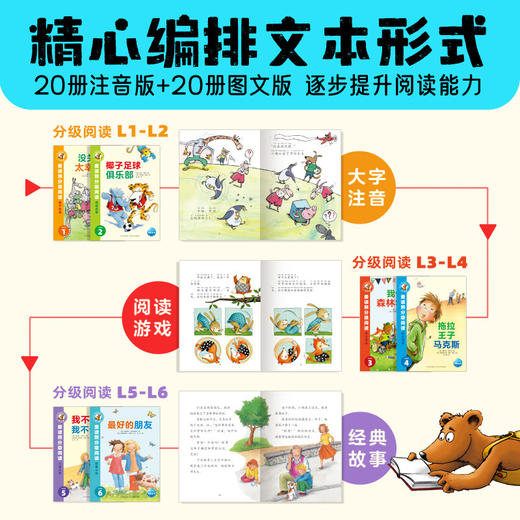 爱读熊分级阅读：全40册 儿童汉语分级阅读物桥梁书注音版幼小衔接 商品图3