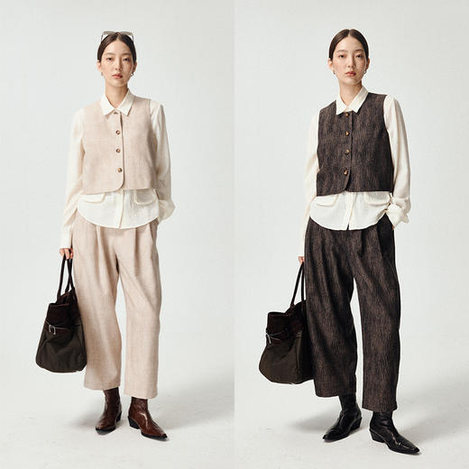 UMILAB｜浮影*美利奴羊毛+长绒棉 复古马甲/长裤/半裙套装E263W 商品图1