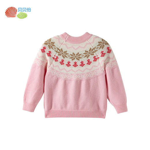 贝贝怡2025秋季新款格纹提花宽松儿童毛衣棉柔舒适针织线衫ZB3ES029 商品图4