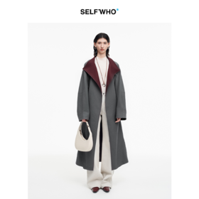 SELFWHO棉混纺双面双色风衣女2025秋季新款防风立领长款大衣外套