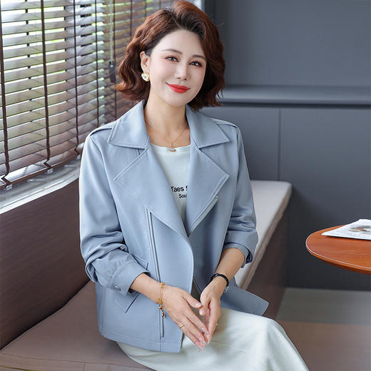 FW 8516妈妈装短款西装领风衣外套修身 商品图2