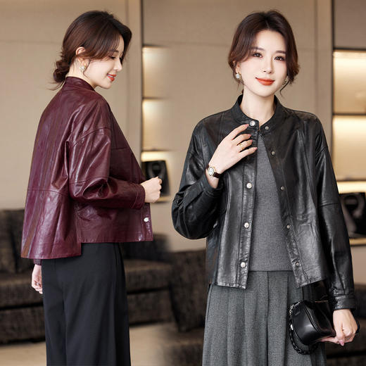 TC 23530真皮衣外套气质机车夹克宽松休闲上衣 商品图0