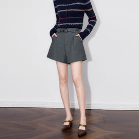 「高货wl」全新升级【铂金会员220/天猫299/差价79】(12213)洛诗琳气质天丝混纺西装短裤2025早秋通勤休闲A字阔腿短裤