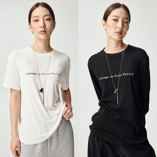 UMILAB｜旧事*奥地利进口兰精天丝+亚麻做旧字母印花宽松T恤T766W 商品图0