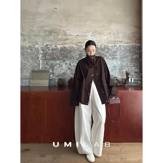 UMILAB｜循迹*极简tote*e 美国进口长绒棉盐缩廓形立领风衣C960W 商品图4
