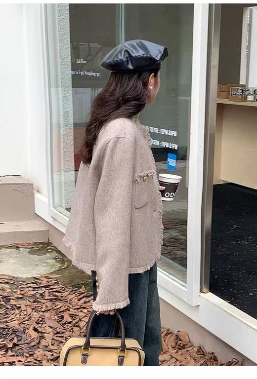 【高端系列】手工定制2319款70%绵羊毛短款流苏小香风双面尼外套-喜出 商品图7