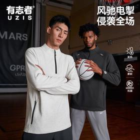 有志者UZIS新款秋季宽松舒适运动长袖男美式休闲卫衣无帽立领电光