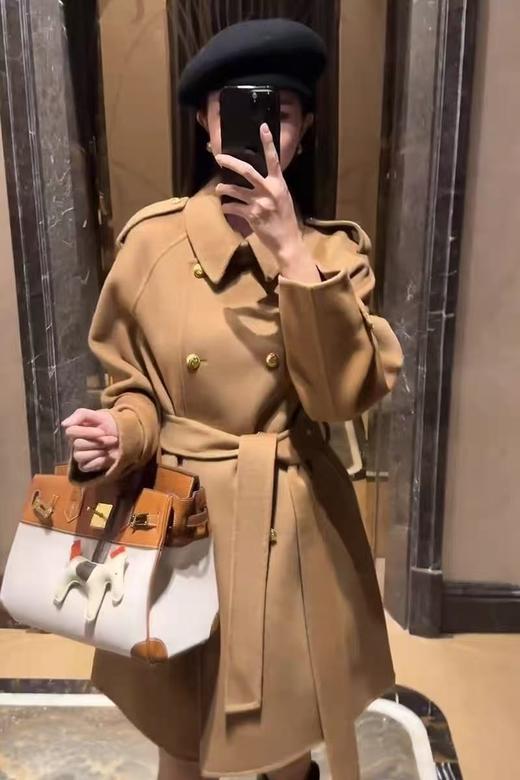 【高端系列】手工定制3691款100%羊毛韩系小香风中款双面尼大衣-喜出 商品图4