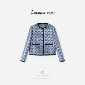 COCO ZONE 刘一一  圆领撞色边层次感精致纽扣简约外套 CD2A1657