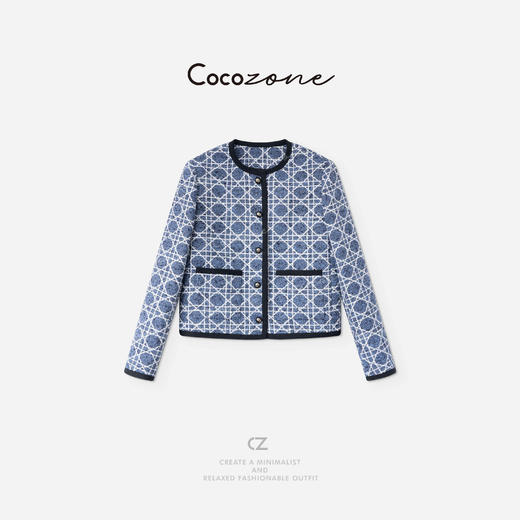 COCO ZONE 刘一一  圆领撞色边层次感精致纽扣简约外套 CD2A1657 商品图0