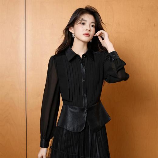 「自」全新升级【铂金会员183/天猫249/差价66】(80003)洛诗琳气质通勤衬衫2025秋季新款正肩长袖雪纺衫上衣女 商品图3