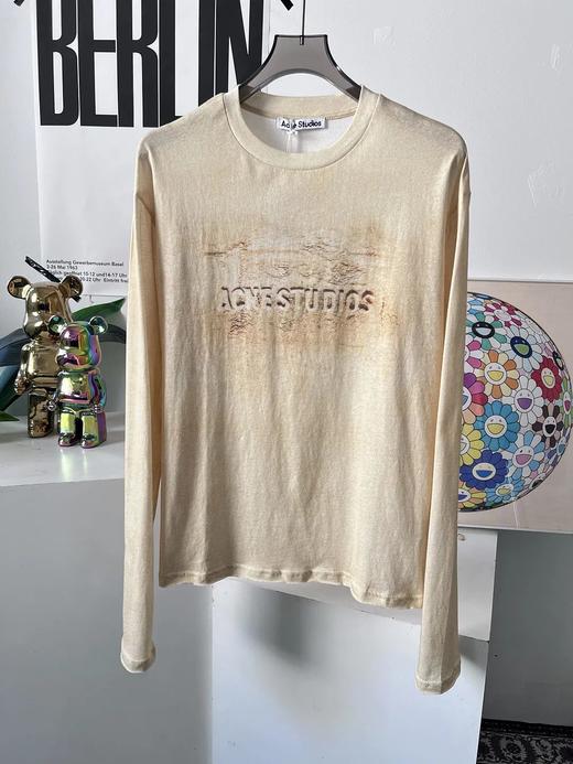 水洗做旧成衣染色数码印花3D浮雕定位剪裁复古油画情侣款宽松OS长袖打底衫T恤 商品图3