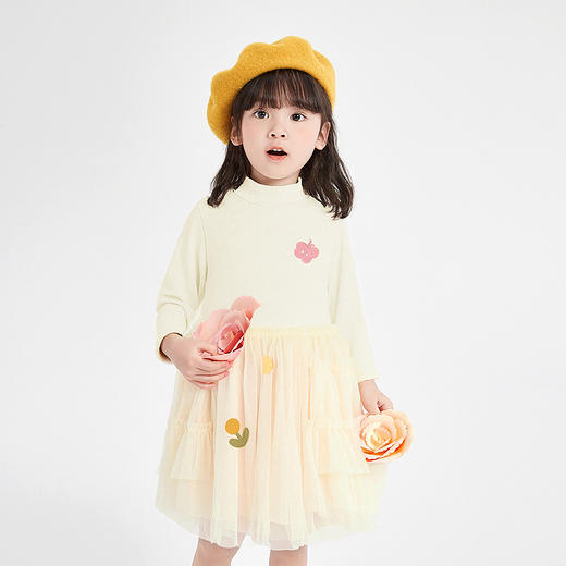 笛莎Deesha 童装女童连衣裙2025冬新款女童趣味图案网纱裙 商品图1