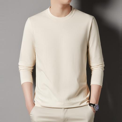 【买1送1 纯棉210g圆领男士长袖T恤】纯色男士打底衫宽松上衣百搭长袖 商品图2