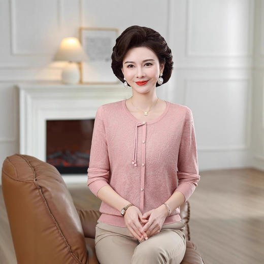xxr2519中老年妈妈秋装新中式上衣2025新款气质针织小衫春秋打底洋气衣服 商品图2