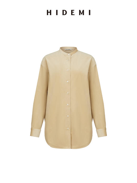 HIDEMI 简约廓形丝绒套装 衬衫/阔腿裤  米杏色/黑色 商品图6