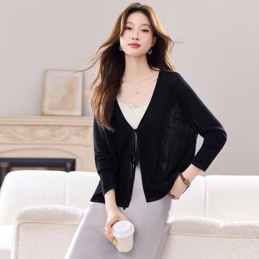 冰丝镂空针织开衫外套，罩衫外搭披肩上衣薄款防晒衫CC-J6887 商品图2