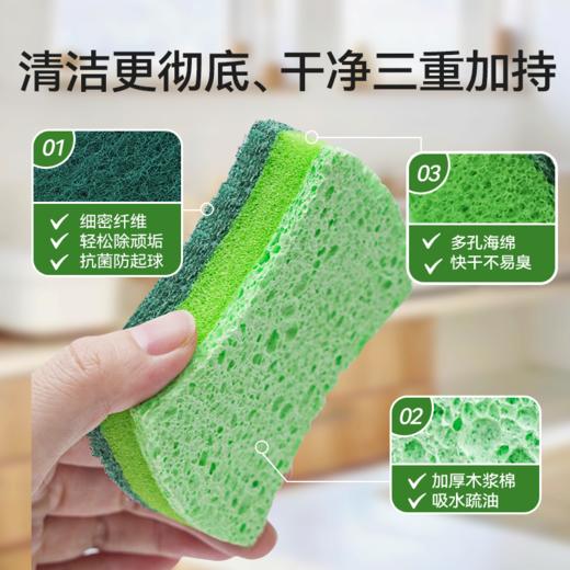 inwejia 升级款抗菌洗碗擦10片/包 添加AG+ 有效抗菌，清洁安心；除污粒子，强力去污；天然木浆棉，经久耐用；一片顶N片，清洁安心又省钱 商品图2