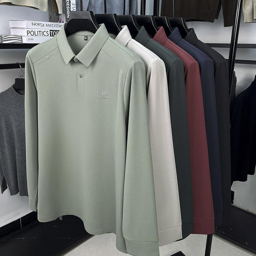 【春秋季男装无痕t恤打底衫】长袖polo衫男士百搭商务休闲中年高级感 商品图6