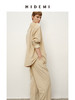 HIDEMI 简约廓形丝绒套装 衬衫/阔腿裤  米杏色/黑色 商品缩略图4