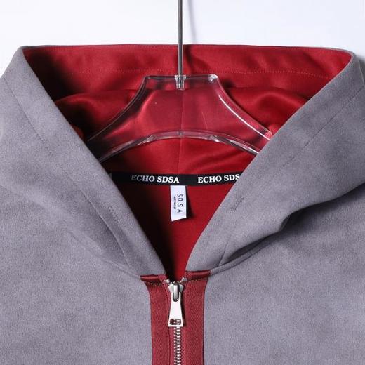 WT201SDSA男士秋冬新款轻奢痞帅男装韩版撞色拉链连帽卫衣百搭时尚外套 商品图2