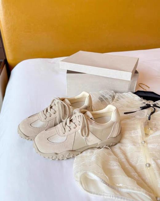 香港工厂舒适牛反绒拼接纯皮慢跑饼干鞋阿甘鞋 商品图6