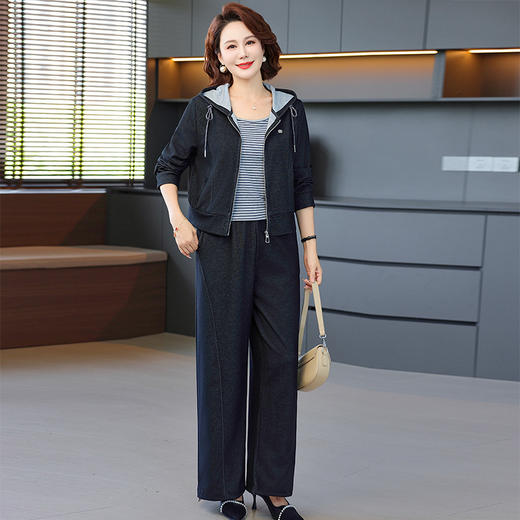 FW 8522妈妈装气质时尚连帽休闲三件套 商品图1