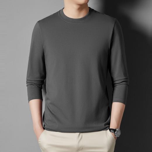 【买1送1 纯棉210g圆领男士长袖T恤】纯色男士打底衫宽松上衣百搭长袖 商品图3
