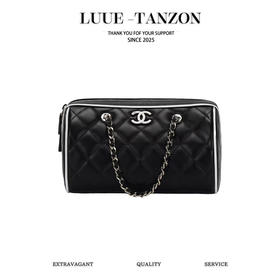 香奈儿 25P春夏 羊皮保龄球包黑/白边（LZ）