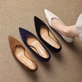 【预售5天】百搭舒适通勤气质尖头高跟鞋女新款韩版简约真皮浅口单鞋HB&5579