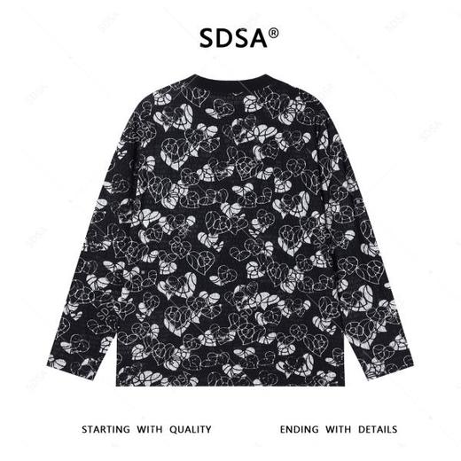 T4802SDSA男士秋冬新款轻奢痞帅男装休闲提花爱心印花圆领长袖T恤时尚 商品图5