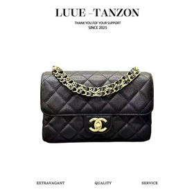 香奈儿 25P春夏 双链口盖包中号黑色（LZ）