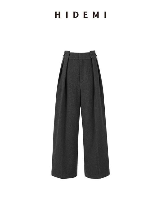 HIDEMI 极简衬衫设计感工装口袋毛呢套装 上衣/阔腿裤 商品图6