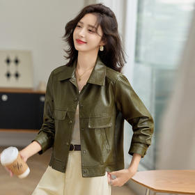 YYG82995潮流风皮衣外套女2025秋季新款翻领气质显瘦短款小个子夹克上衣