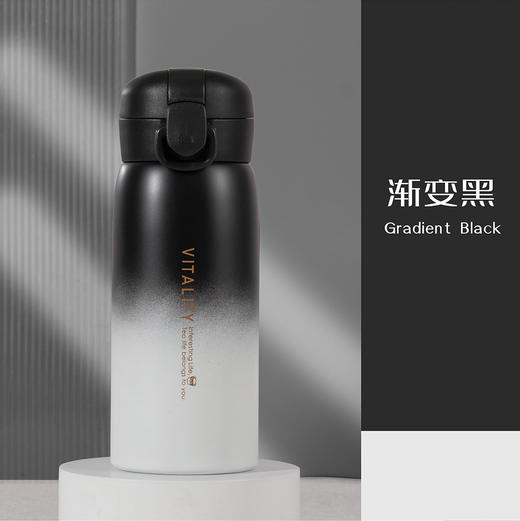 男女新款渐变色保温杯ins风便携304不锈钢杯子简约弹跳盖水杯 商品图1