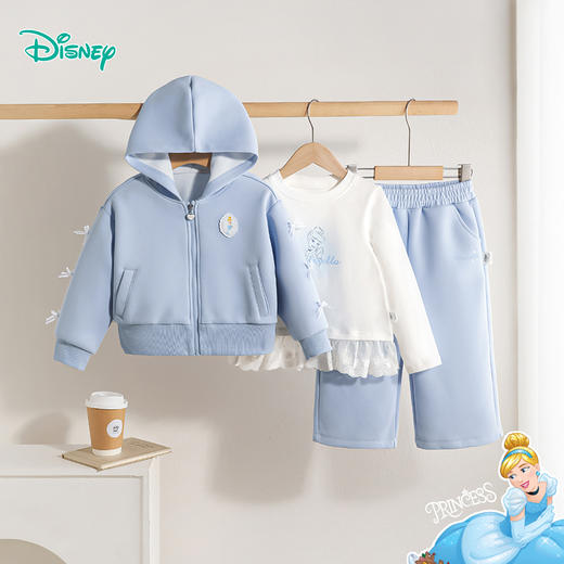 迪士尼春秋新款女童舒适耐磨卫衣卫裤T恤运动休闲三件套ZD3ET024 商品图3